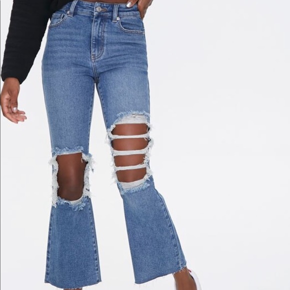 Forever 21 Denim - NZ Distressed Flare Ankle Jeans NWT